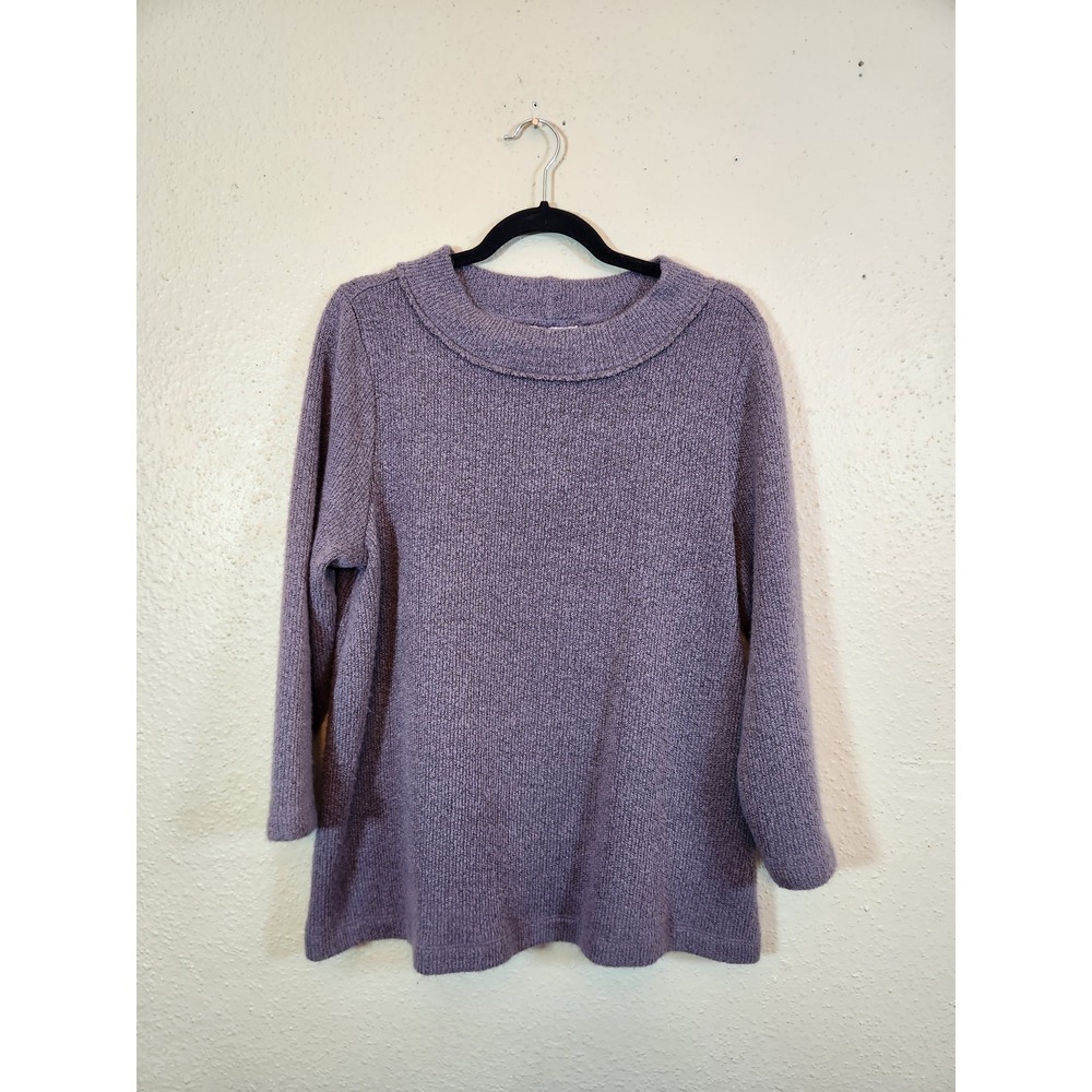 LOFT Womens XL Purple Sweater Rolled Mock Neck Ribbed Knit Pullover Long Sleeve